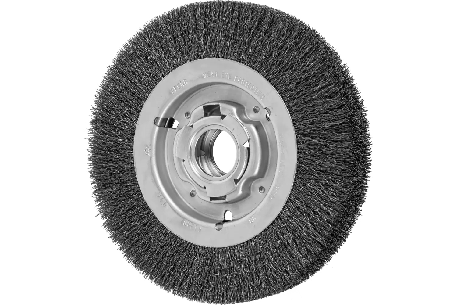 Picture of Pferd Crimped Wire Wheel Brush 8" Dia Wide Face .014 Carbon Steel 2" Keyed Arbor